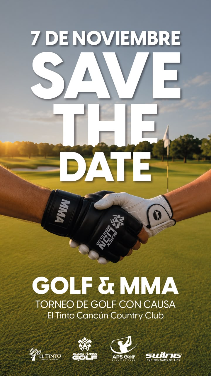 Cartel Save the Date de Black Lion Golf y MMA, 7 de noviembre.